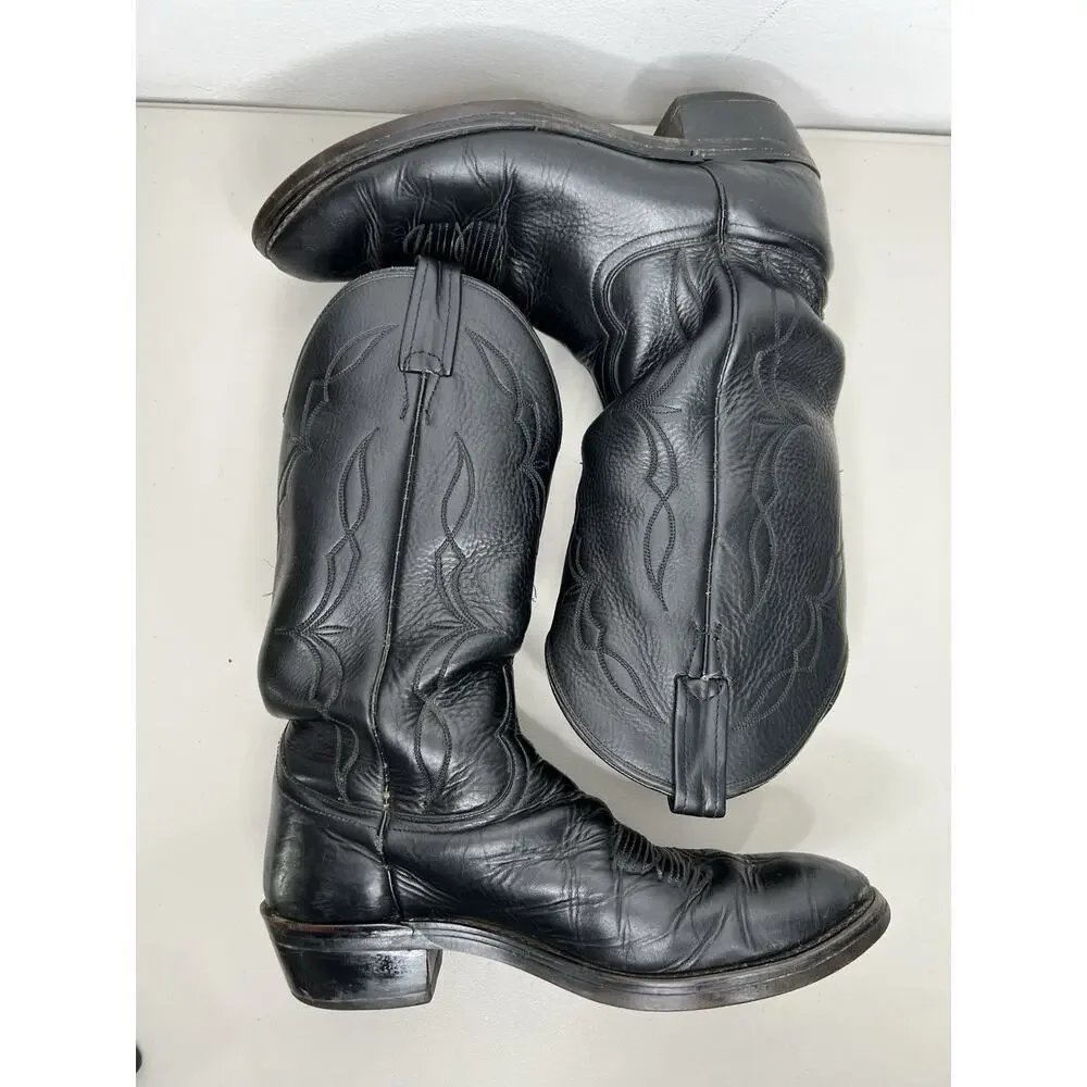 Dan Post Cowboy Boots Black Leather Men’s Size 9 D Style 6621